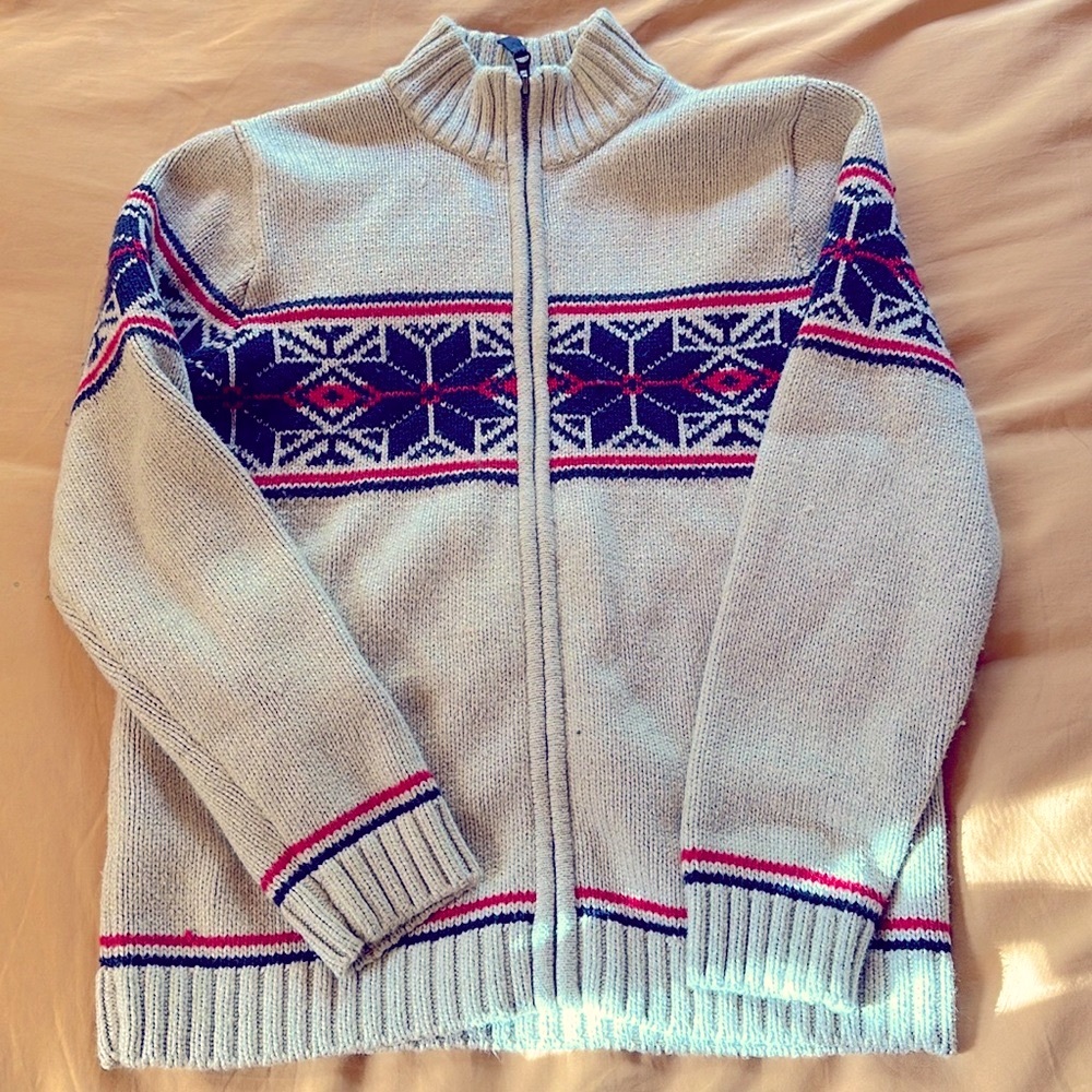 Hanna Anderson kids full zip Fair Isle sweater